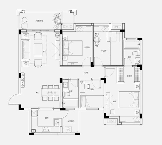 古風水墨元素，打造新中式126㎡四居室，展現(xiàn)最高級的東方美感世界